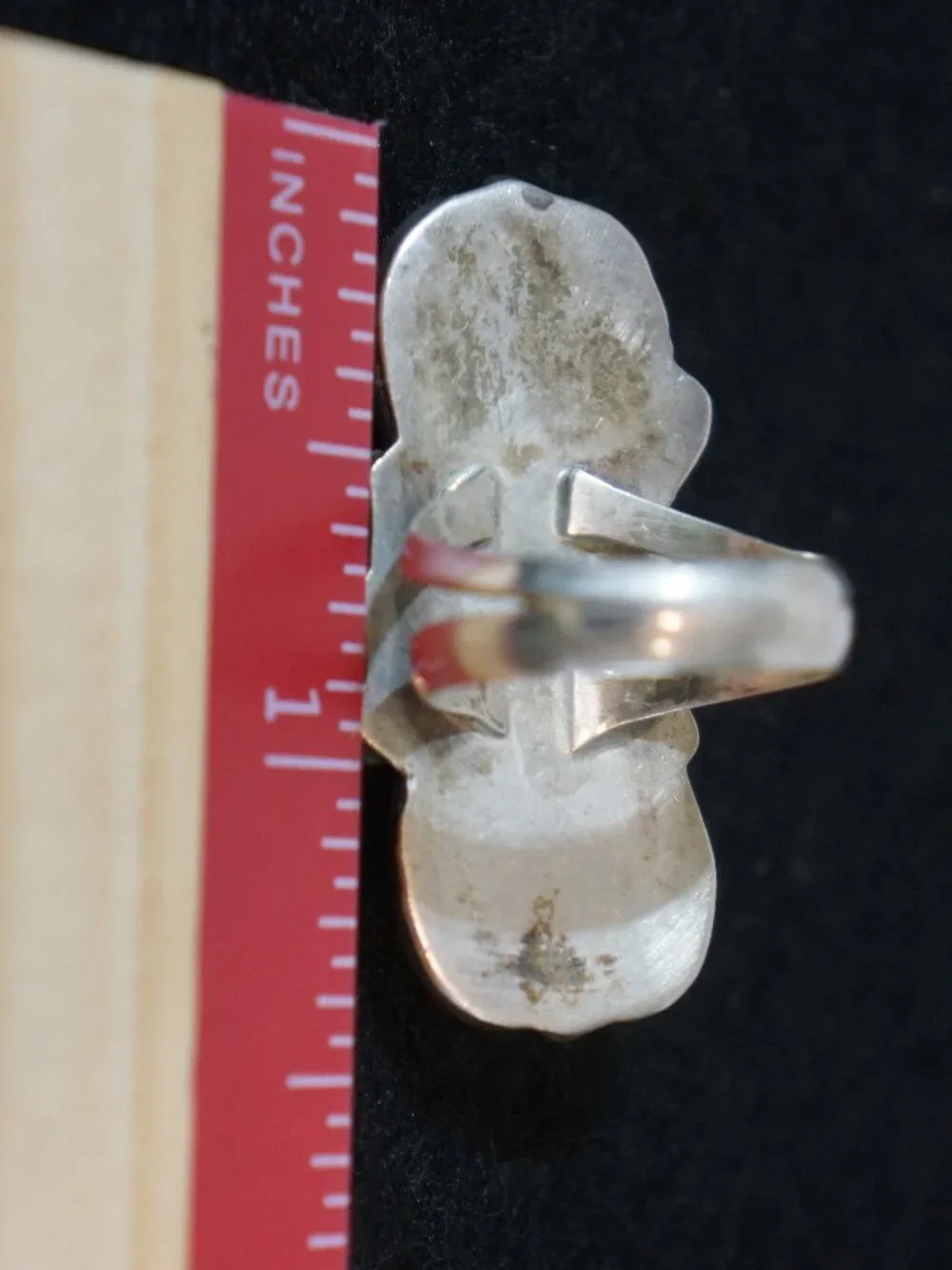 VTG Navajo Sterling Silver Turquoise Coral Bypass Ring 1.5” Jeweler Verified